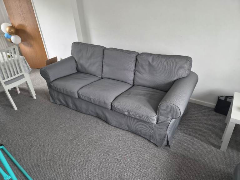 IKEA EKTORP Comfortable Grey 3-Seater Sofa with Removable Cover
