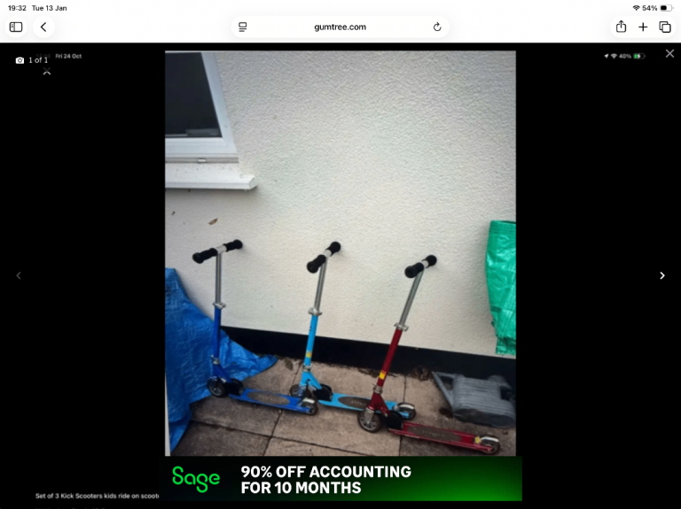 Kids ride on scooters £9 each blue or red 