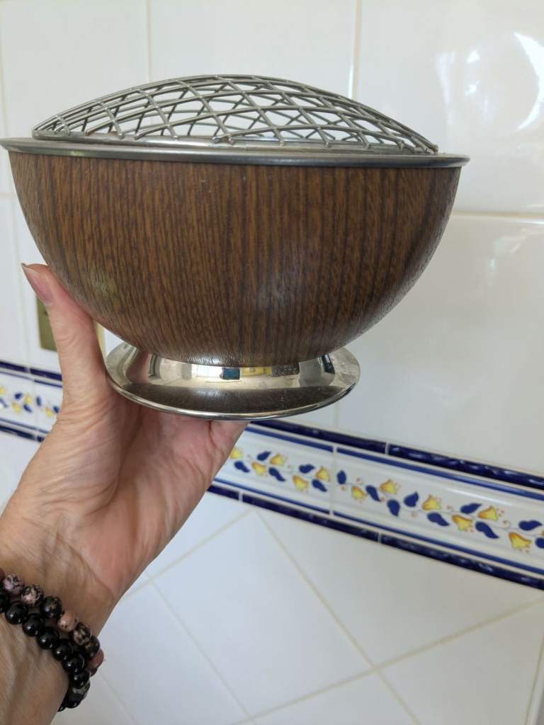 Vintage wooden rose bowl or posy vase