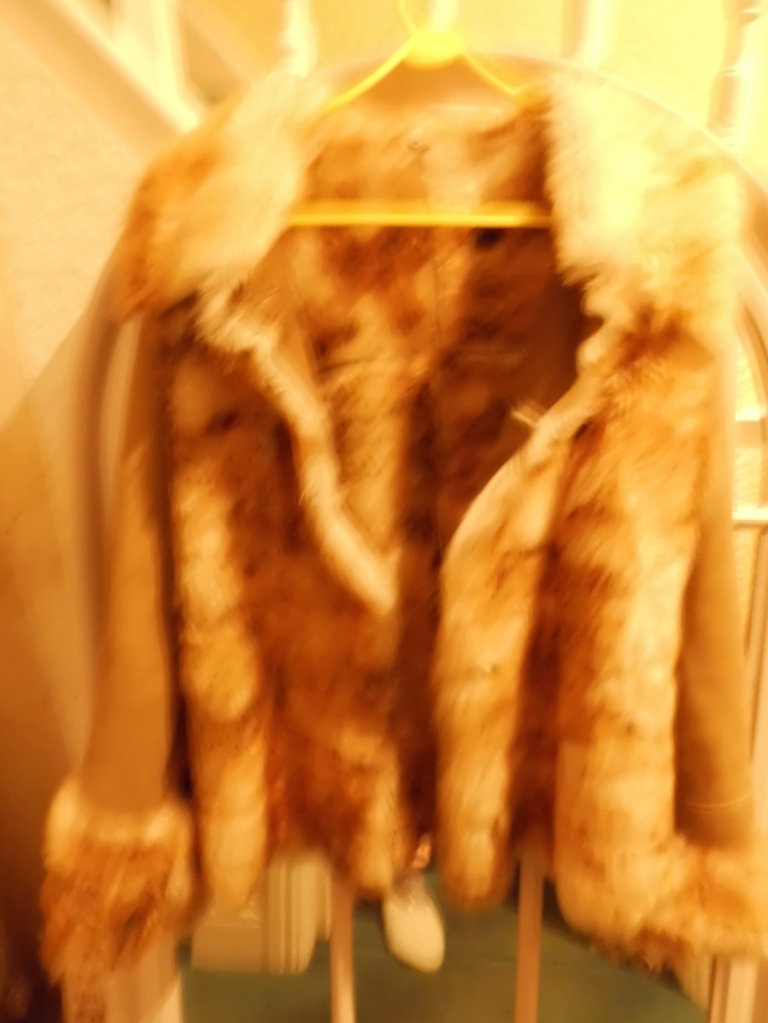 image for Stylish warm cuddly fur &  suede jacket  great condition size 10 to 12