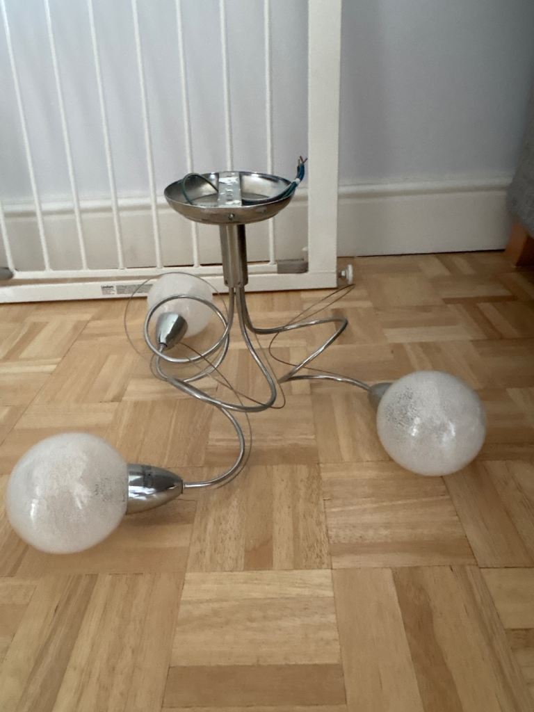 Next Silver Swirl Ceiling Light with Three Glass Ball Shades
