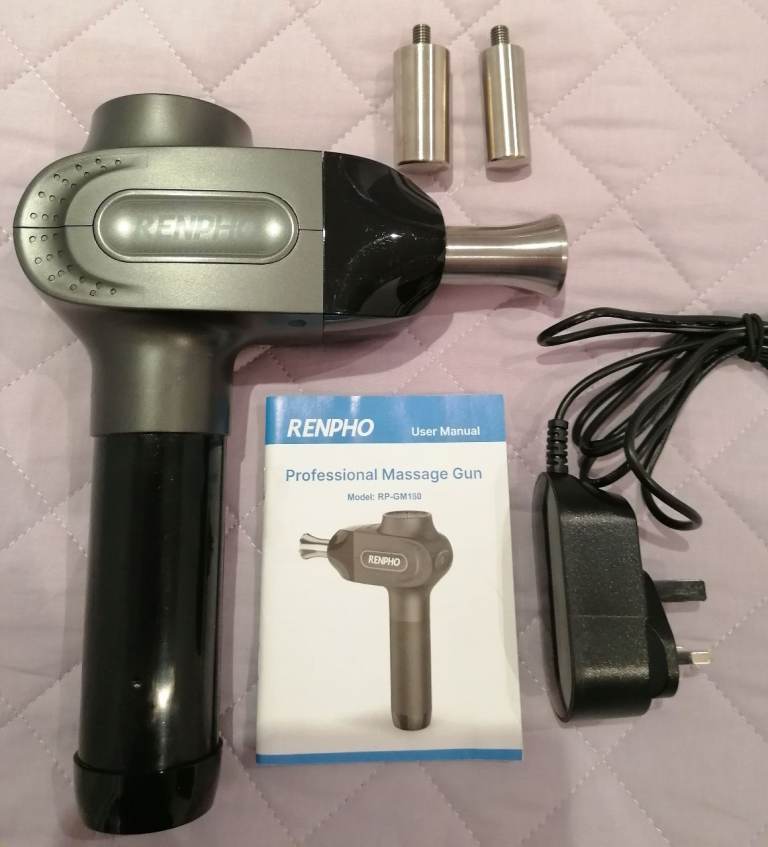Renpho professional massage gun with 3 titanium heads. 