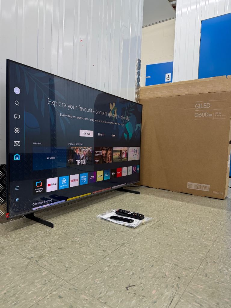 LIKE NEW Samsung Q60D QLED 55” 4K UHD Smart TV – AirSlim Design – 4 Years Warranty Left