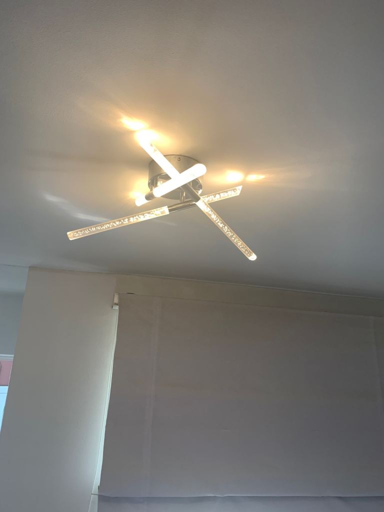 Modern Chrome & Glass Ceiling Light Fitting – As Good As New