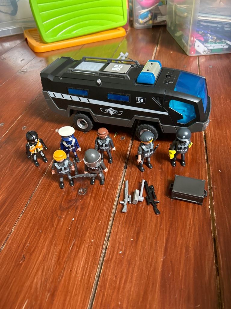 Playmobil Police SWAT Van and Figures – Good Condition