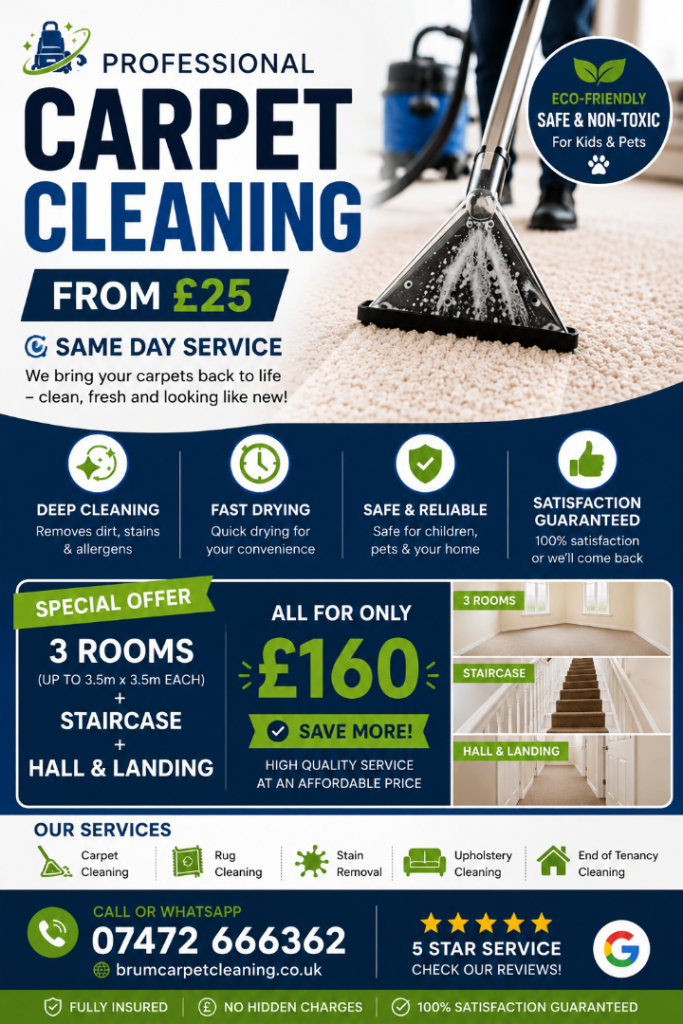 🔥 Carpet Cleaning Special Offer – Whole House Only £160 | Birmingham