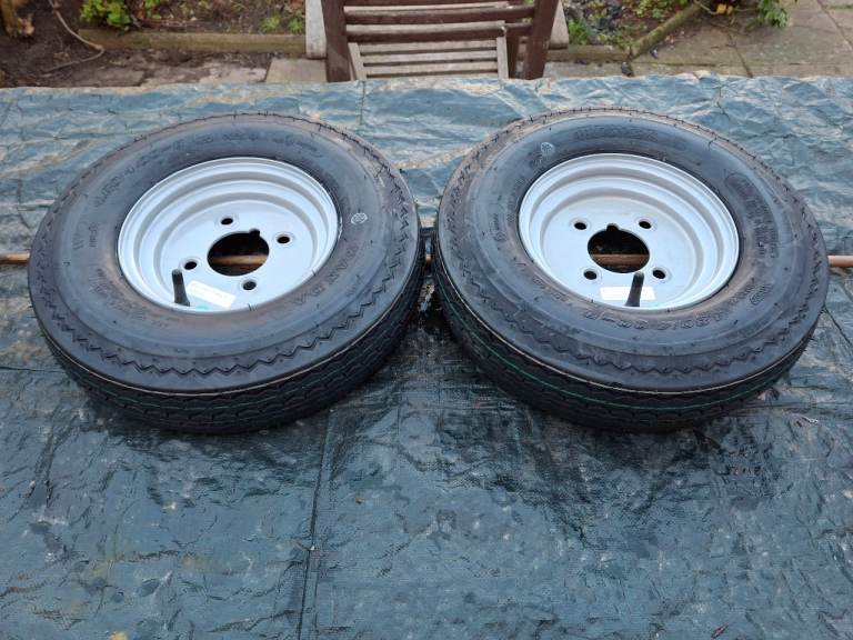 Two new 8 inch trailer wheels and tyres