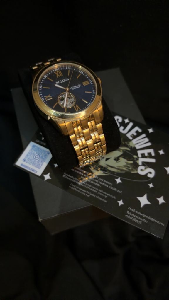 Bulova Automatic Gold Tone Watch - Blue Dial, As Good As New