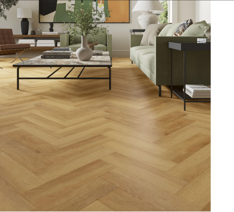 110m2 Heavy duty 6mm Luxury Vinyl Herringbone Flooring in Honeypot Oak
