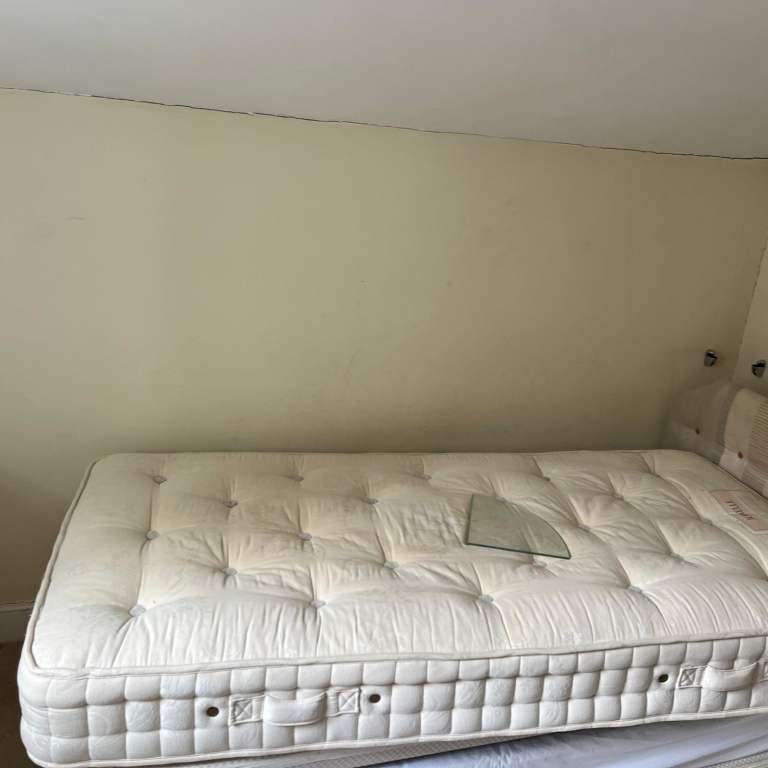 Miscellaneous items from house clearance - white goods, beds, mattresses, lampshades and curtains