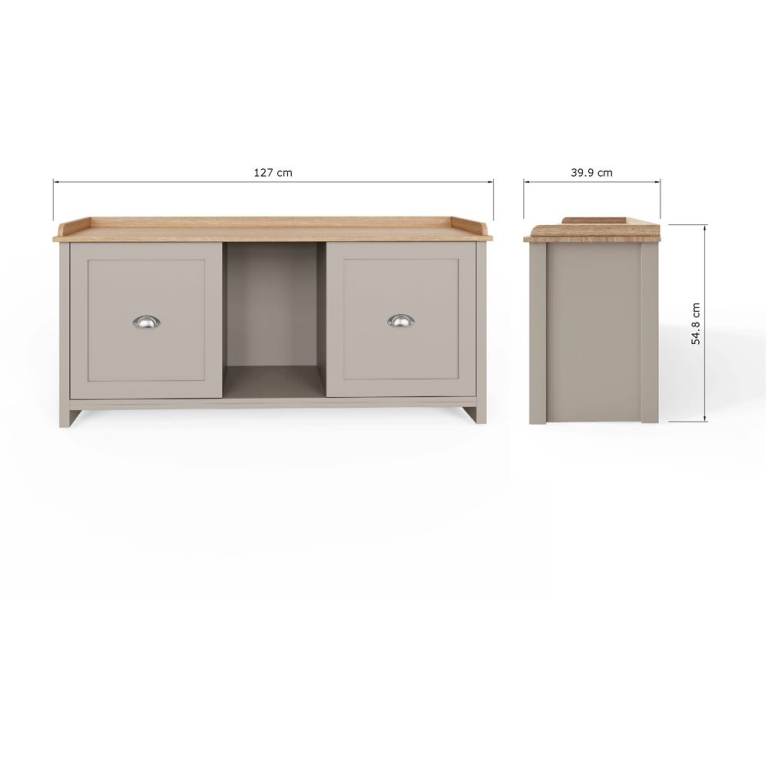 New Boxed packed GFW Lancaster 2 Door Shoe Storage Bench - Grey