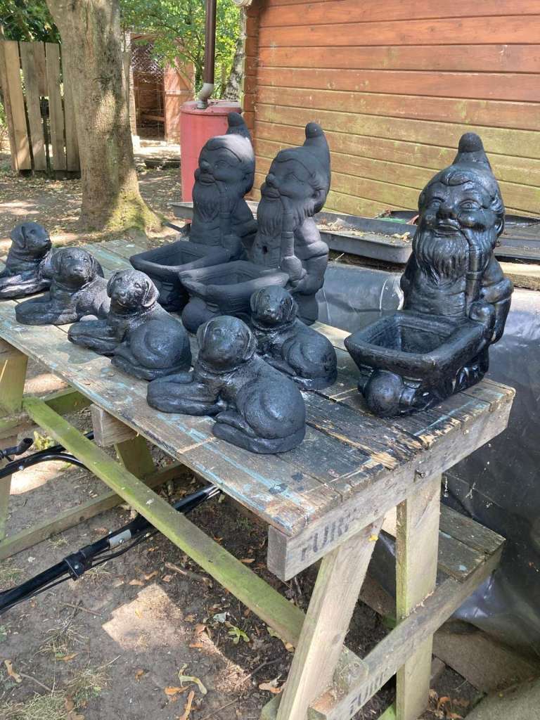 Stone Garden Gnomes and Dogs 