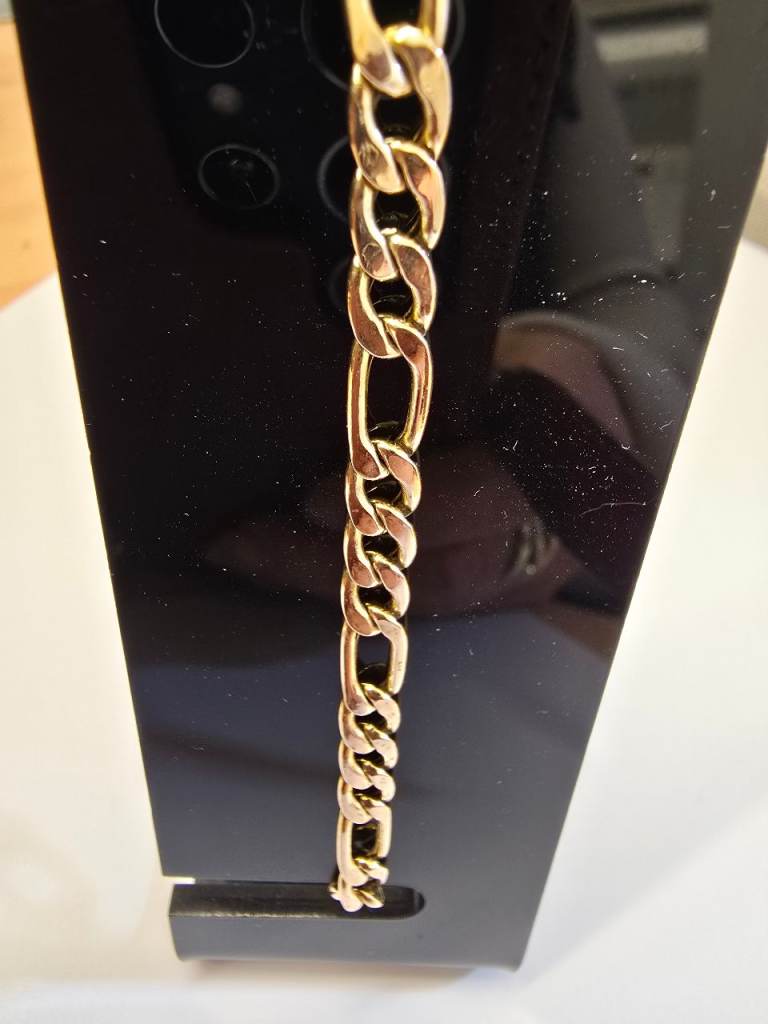 9CT GOLD 7" FIGARO BRACELET