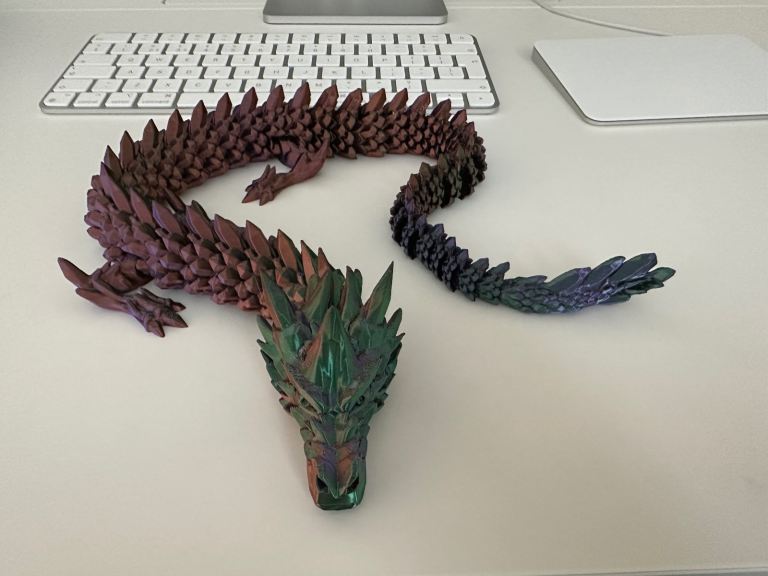 RRP £25: Cool 3D Printed Articulated Dragon – Multicoloured