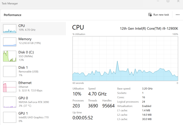 *PEND*AI Gaming PC, Intel i9 12900K, RTX 3090, 64GB DDR5, 2TB, 1000W PSU, Win11, 12 Month Warranty