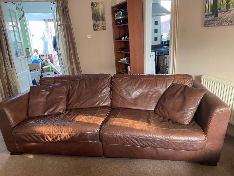 Large faux leather 4 seater settee