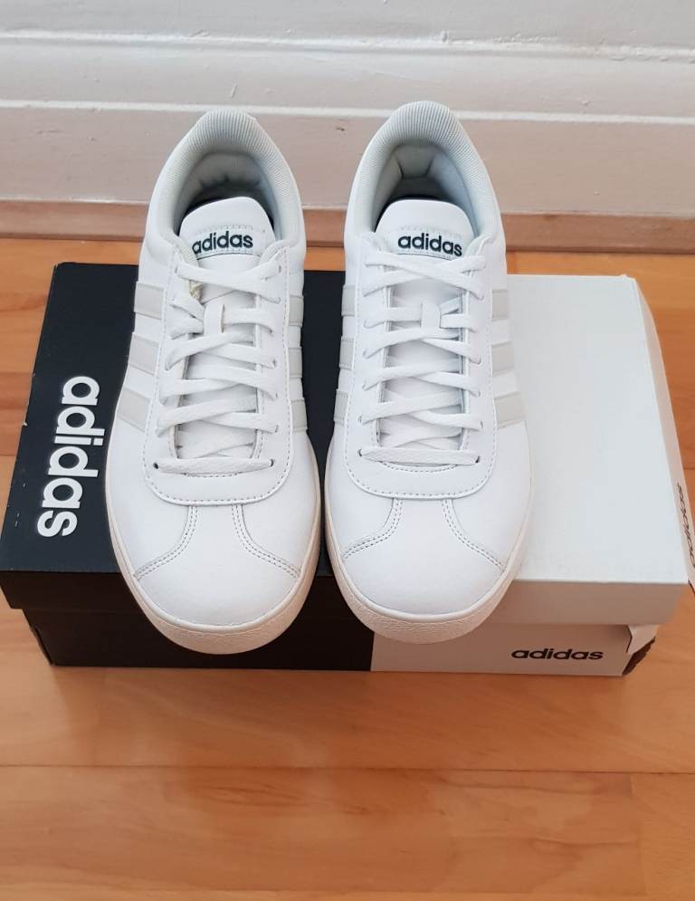 Tried on Once Adidas VL Court 09 Trainers Size 7 Mens White New