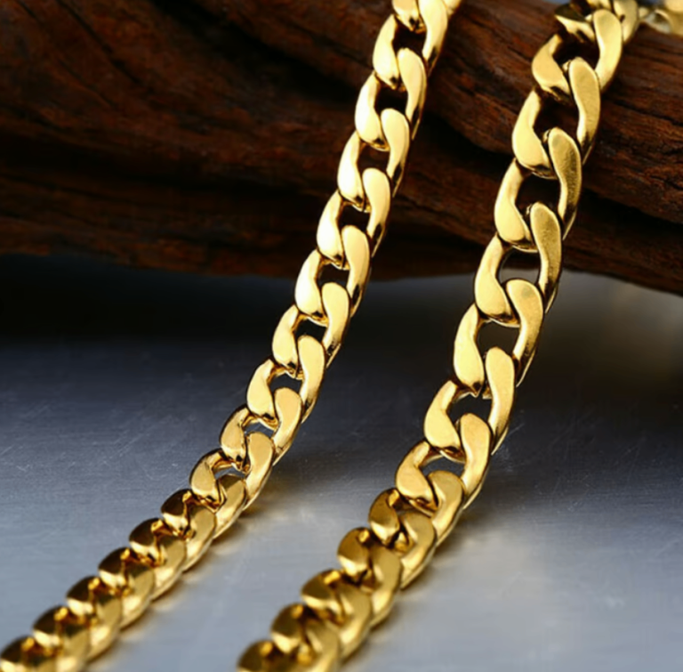 Fashion Mens Gold Colour Curb Chain Necklace 22 inch NEW.