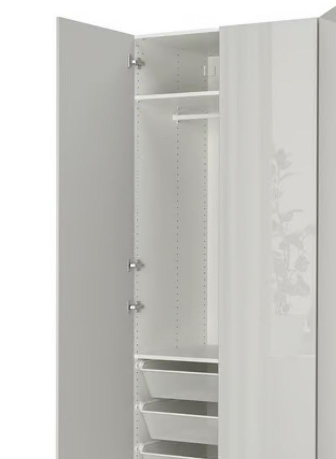 image for ikea Wardrobe Pax  Farden high gloss doors with silver handles 