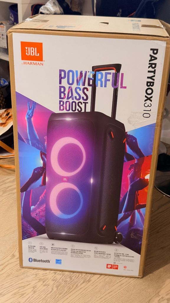 JBL PartyBox 310 Portable Speaker with Camouflage Carry Case - Excellent Condition
