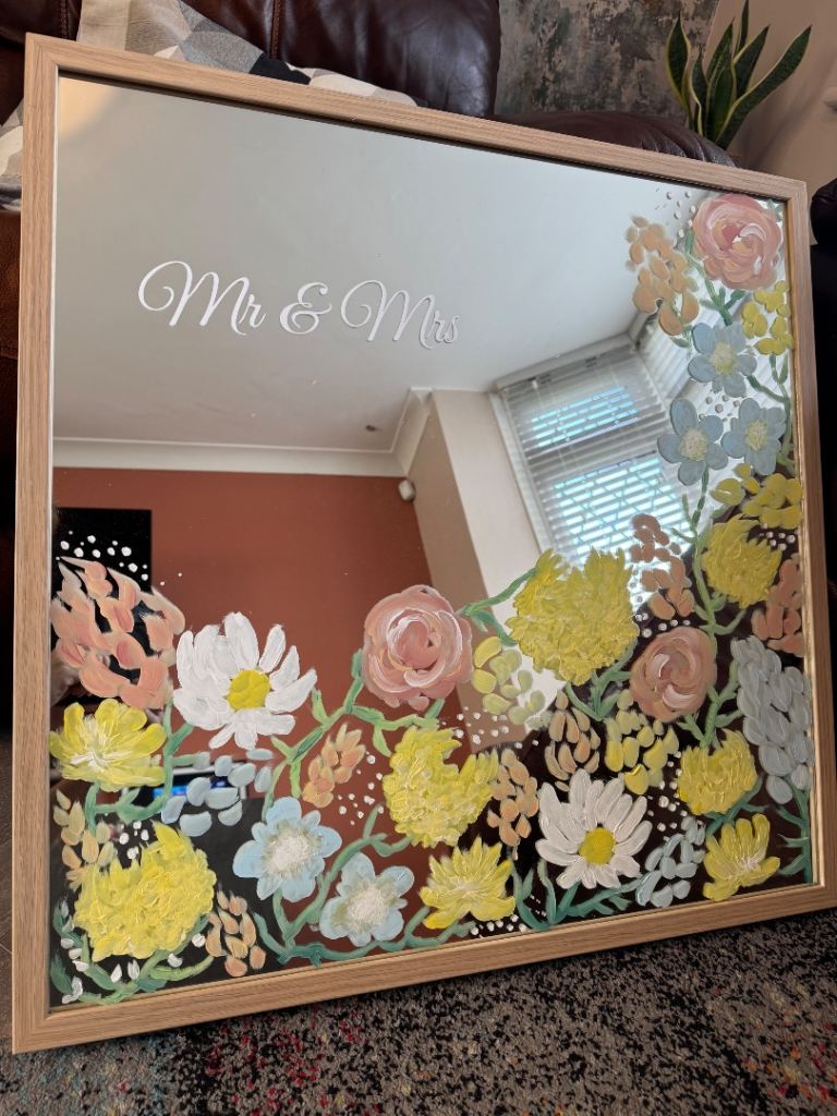 Hand painted wedding mirror 