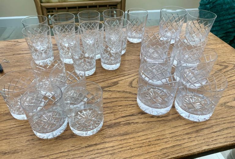 24 Crystal Tumbler/Whiskey/Spirit Glasses by Tudor of England Latimer Design RRP £200 PLUS