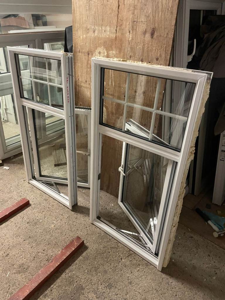 H 126.5 x W 66 cm - MATCHING PAIR - £80 EACH - MODERN ALUMINIUM DOUBLE GLAZED GEORGIAN WINDOWS