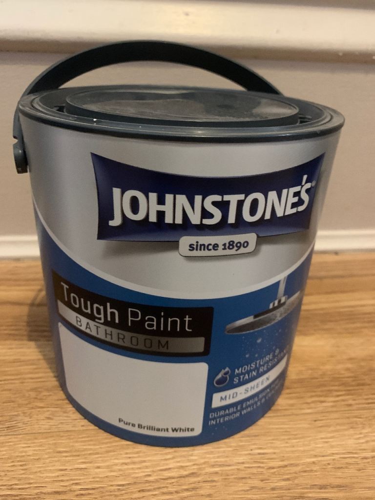 NEW: Johnstone's Tough Paint Bathroom – Pure Brilliant White, Mid-Sheen