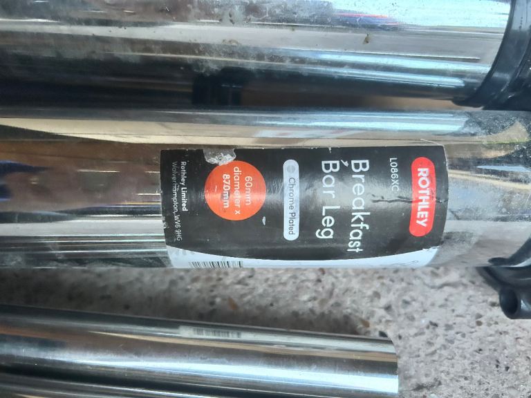Rothley breakfast bar legs x 3 & 3 x chrome poles