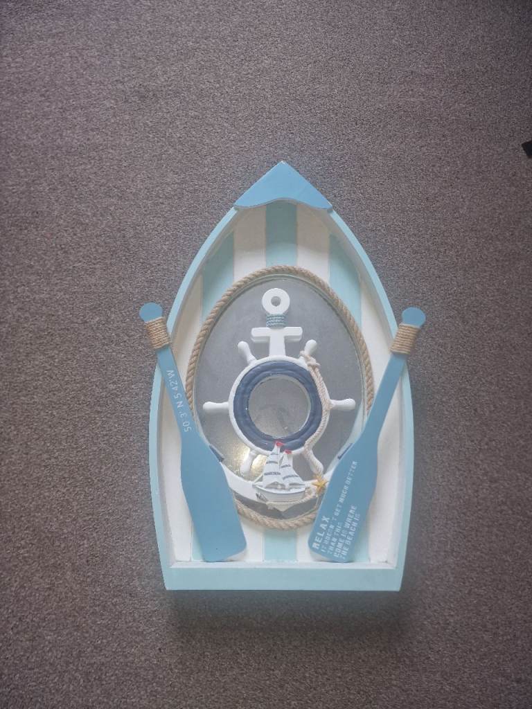 Lovely Blue Wooden Nautical Mirror – Good Condition