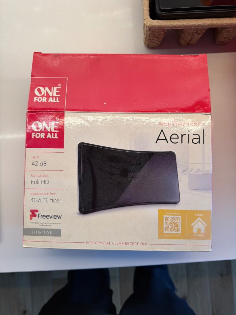 ONE FOR ALL Amplified Indoor Aerial – NEW, Freeview Compatible