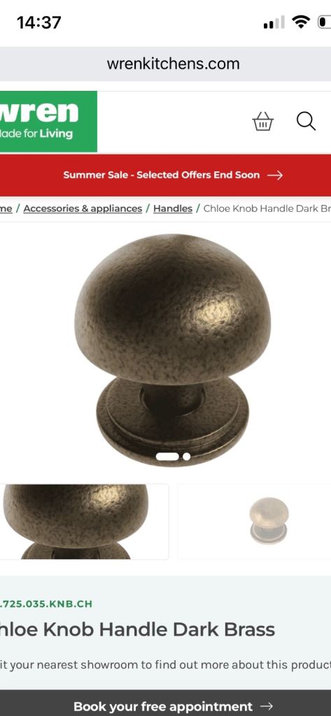 Chloe Dark Brass Kitchen Unit Knob Handles