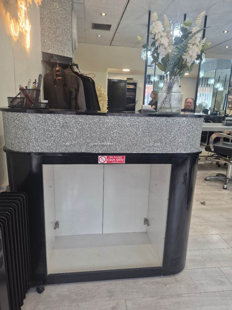 Reception Counter / Desk - Black with Glitter Finish, Great for Cafe/Shop