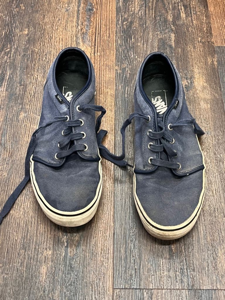 Men's Blue and White Vans Lace-Up Shoes Size 9