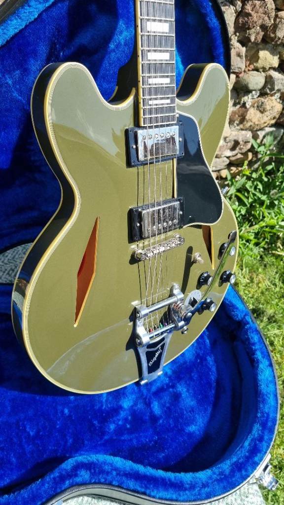 Epiphone Shinichi Ubukata ES-355 Semi-Acoustic Electric Guitar - Olive Green, Gibson p'up