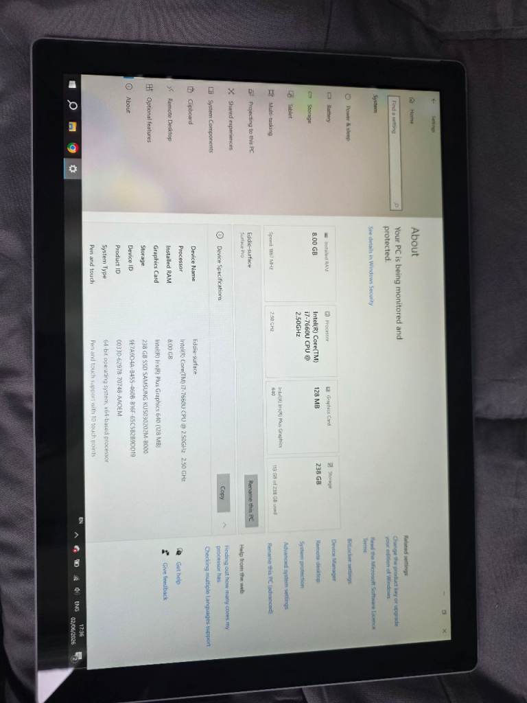 Microsoft Surface Pro 5 | Intel i7 | 8GB RAM | 256GB SSD | Clean Condition