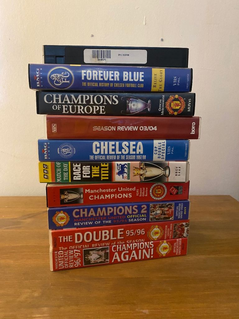 10 X Vintage Football VHS Tapes Man United, Chelsea And David Beckham Rare