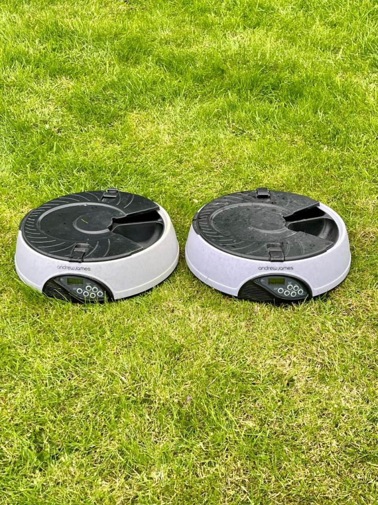 Andrew James automatic 6 day pet feeders with digital displays - good used condition