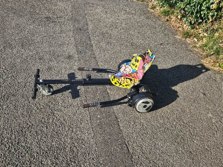 Hoverboard and Kart Attachment - Black with Colourful Seat