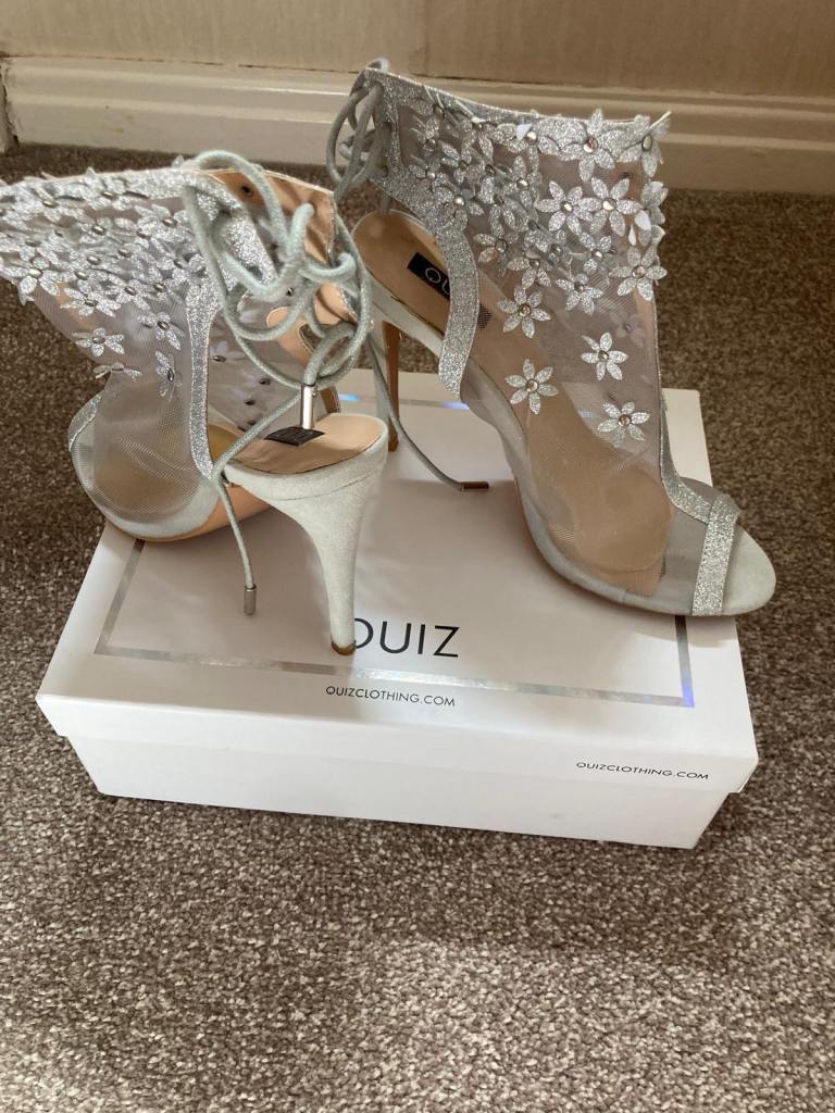 Quiz Silver Embellished Heels – Worn Once, As Good As New