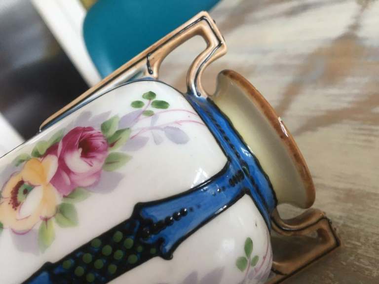 NORITAKE ART NOUVEAU 1920S PRETTY HAND PAINTED PORCELAIN VASE 12 CM HIGH