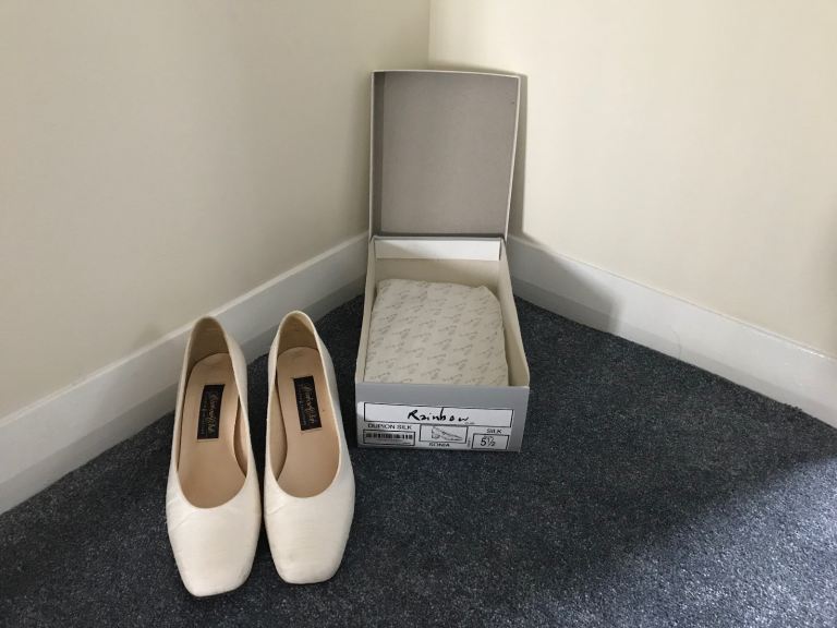 Ladies Cream Dupion Silk Wedding Shoes - Rainbow Club