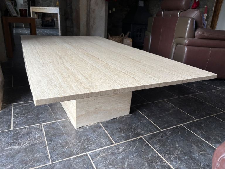 Travertine stone coffee table