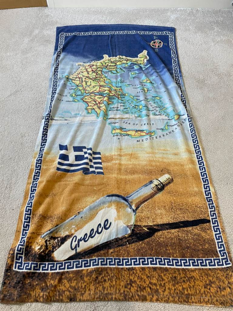 Greece Map Print towel for travel / bath / beach 