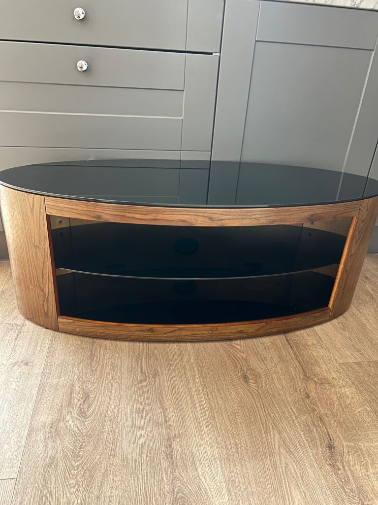 Glass / Wood TV stand oval shaped