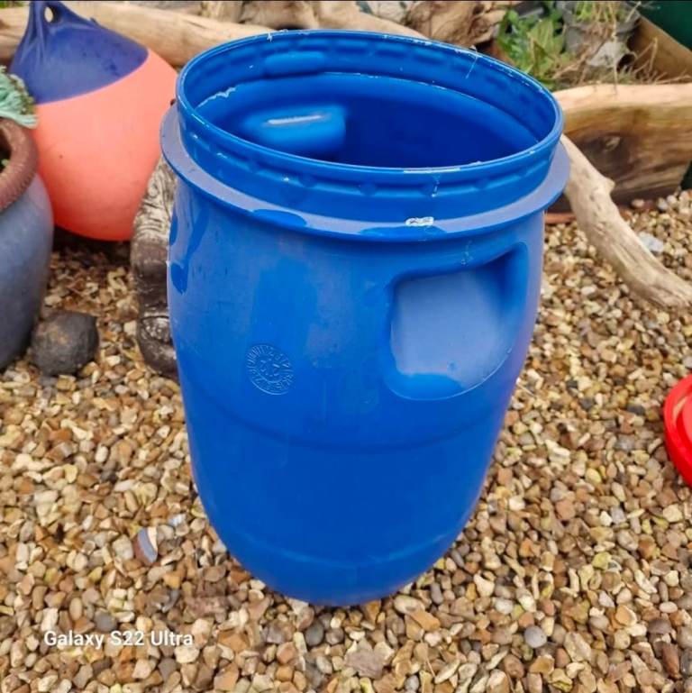 Blue barrel container shipping storage allotment Africa Caribbean