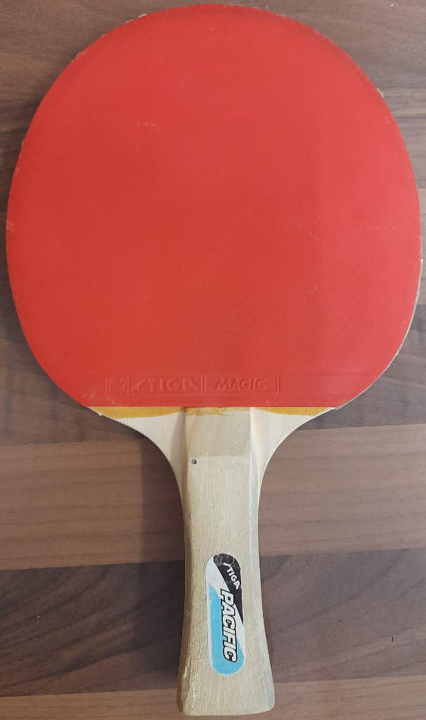 Used Stiga Pacific Table Tennis Bat with Stiga Magic Rubbers. Ping Pong Paddle. Leeds Uni LS2