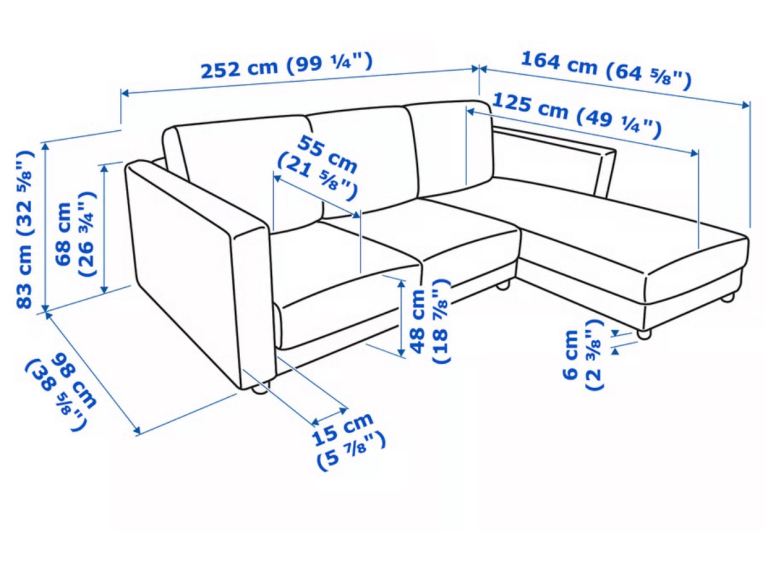 IKEA VIMLE GREY CORNER SOFA WITH STORAGE CHAISE – DELIVERY AVAILABLE