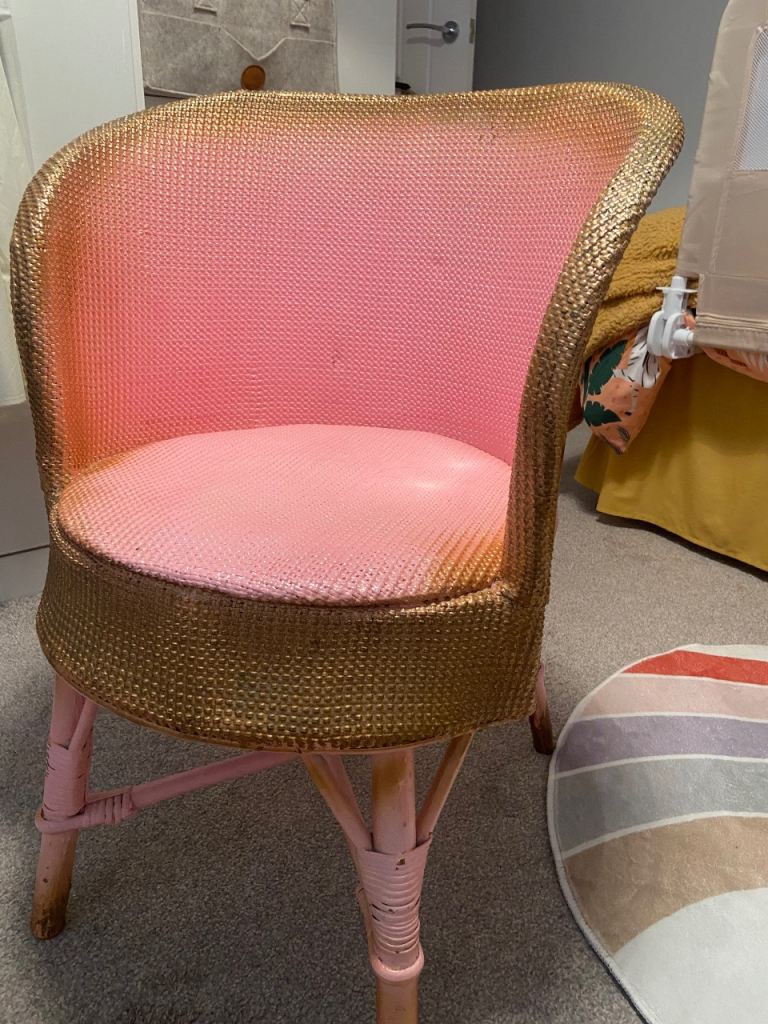LLOYD LOOM STYLE PINK Rattan Chair – Good Condition