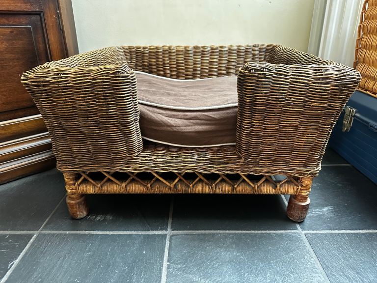 OKA Rattan pet bed with cushion